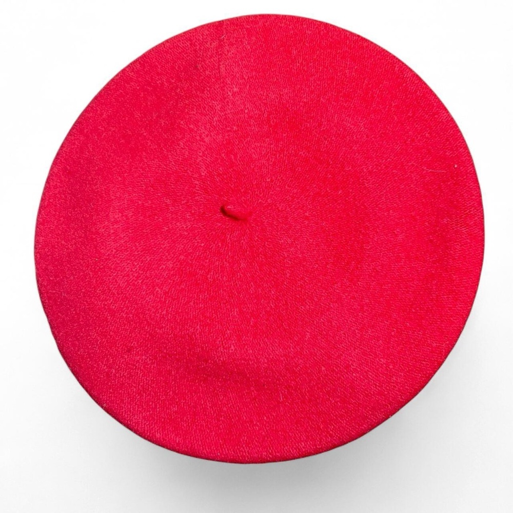 Basque Beret Cherry Red Twee 100% Wool Beret - Picture 2 of 5